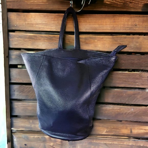 BORSE PELLE NAVY Bucket Bag/Backpack MADE IN ITALY main image 8